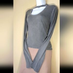 WHITE Fawn Women's Sleek Sexy Gray Long Sleeve Top Size L